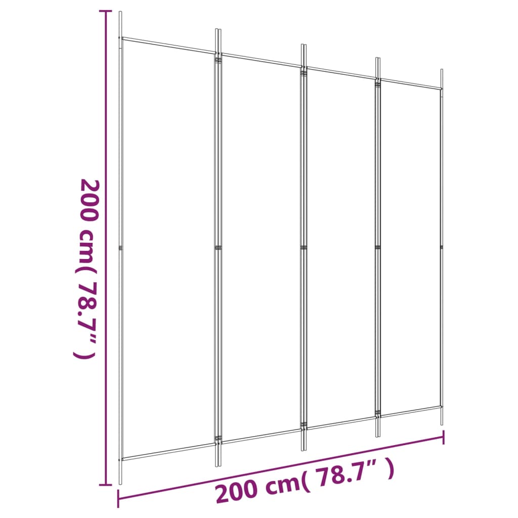 Cloison de séparation 4 panneaux Anthracite 200x200 cm Tissu Séparateurs de pièces vidaXL   