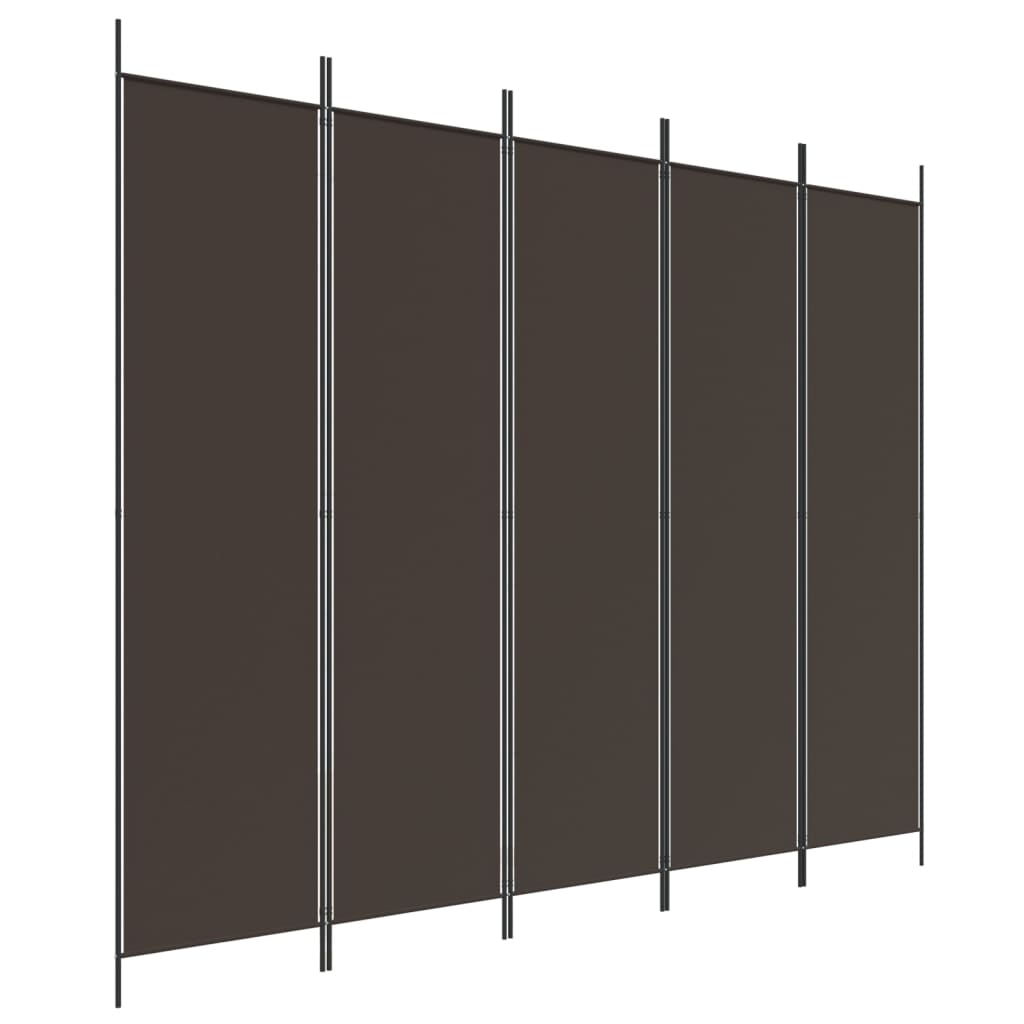 Cloison de séparation 5 panneaux Marron 250x200 cm Tissu Séparateurs de pièces vidaXL   