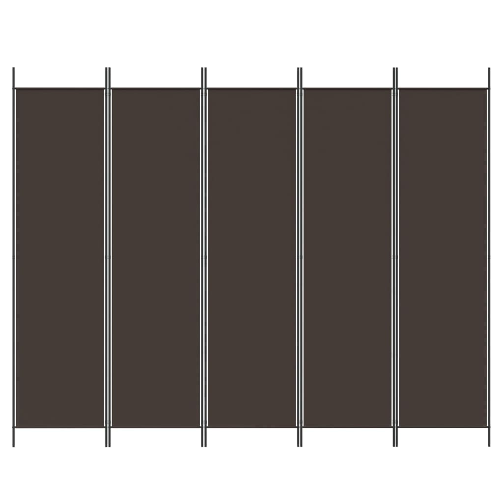 Cloison de séparation 5 panneaux Marron 250x200 cm Tissu Séparateurs de pièces vidaXL   