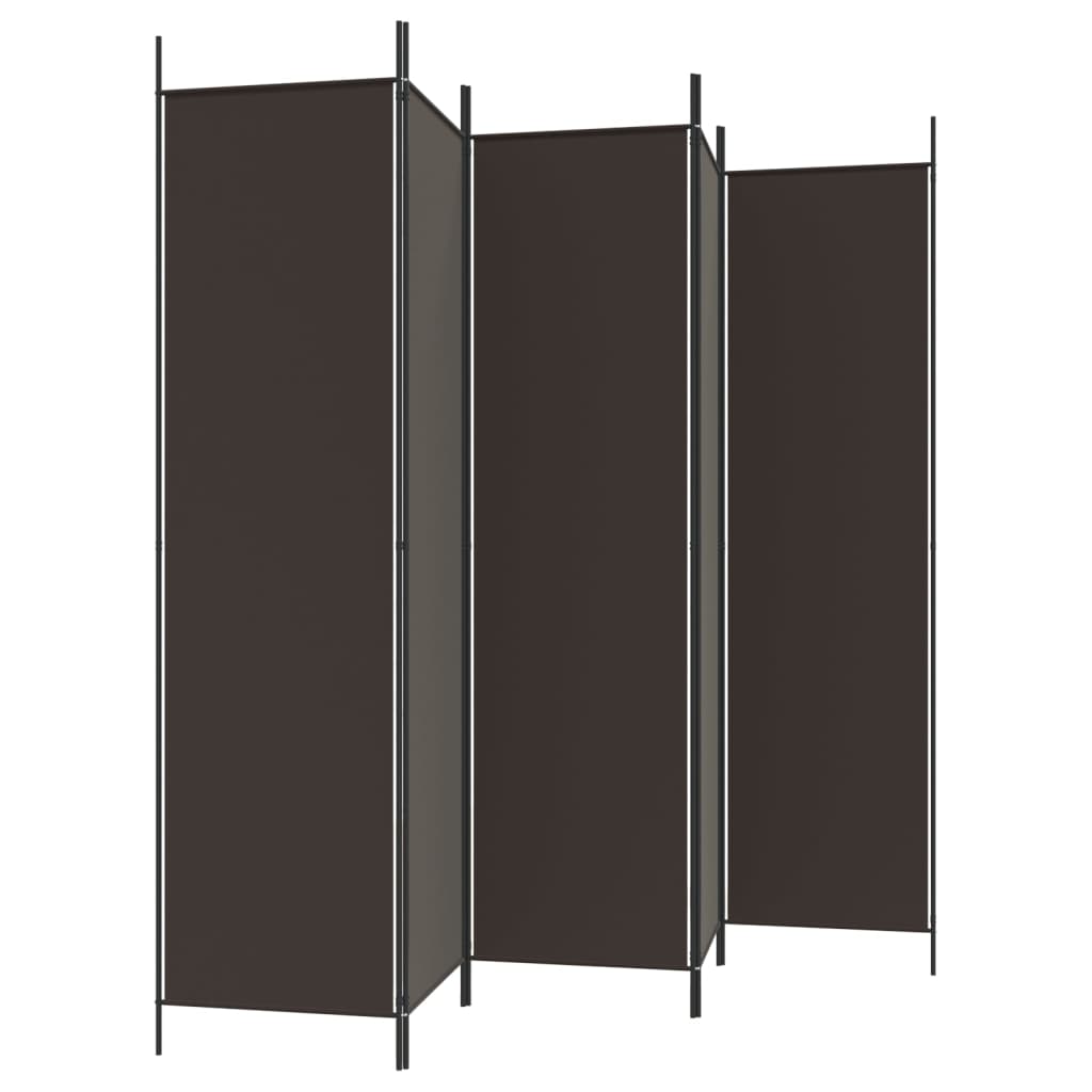 Cloison de séparation 5 panneaux Marron 250x200 cm Tissu Séparateurs de pièces vidaXL   