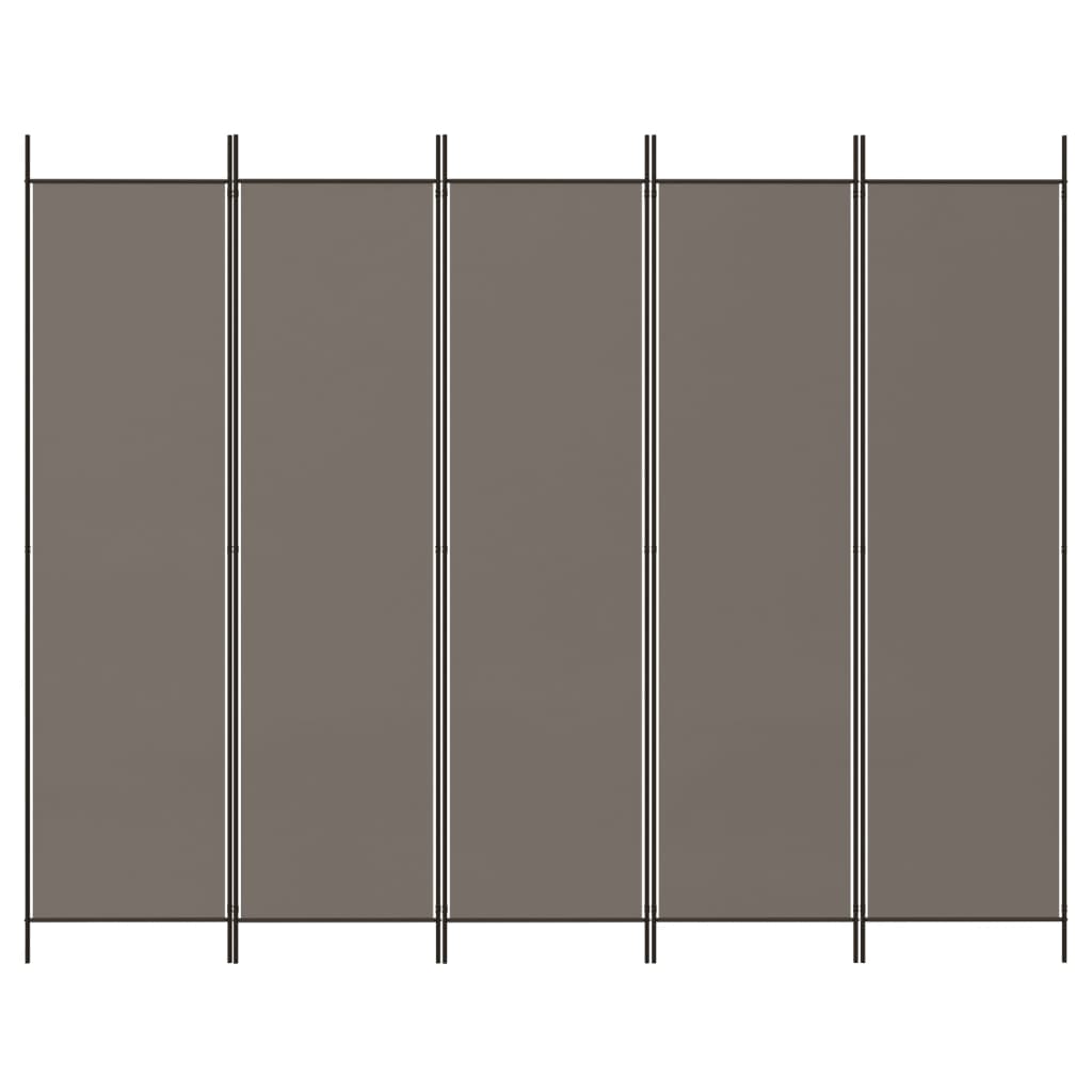 Cloison de séparation 5 panneaux Anthracite 250x200 cm Tissu Séparateurs de pièces vidaXL   