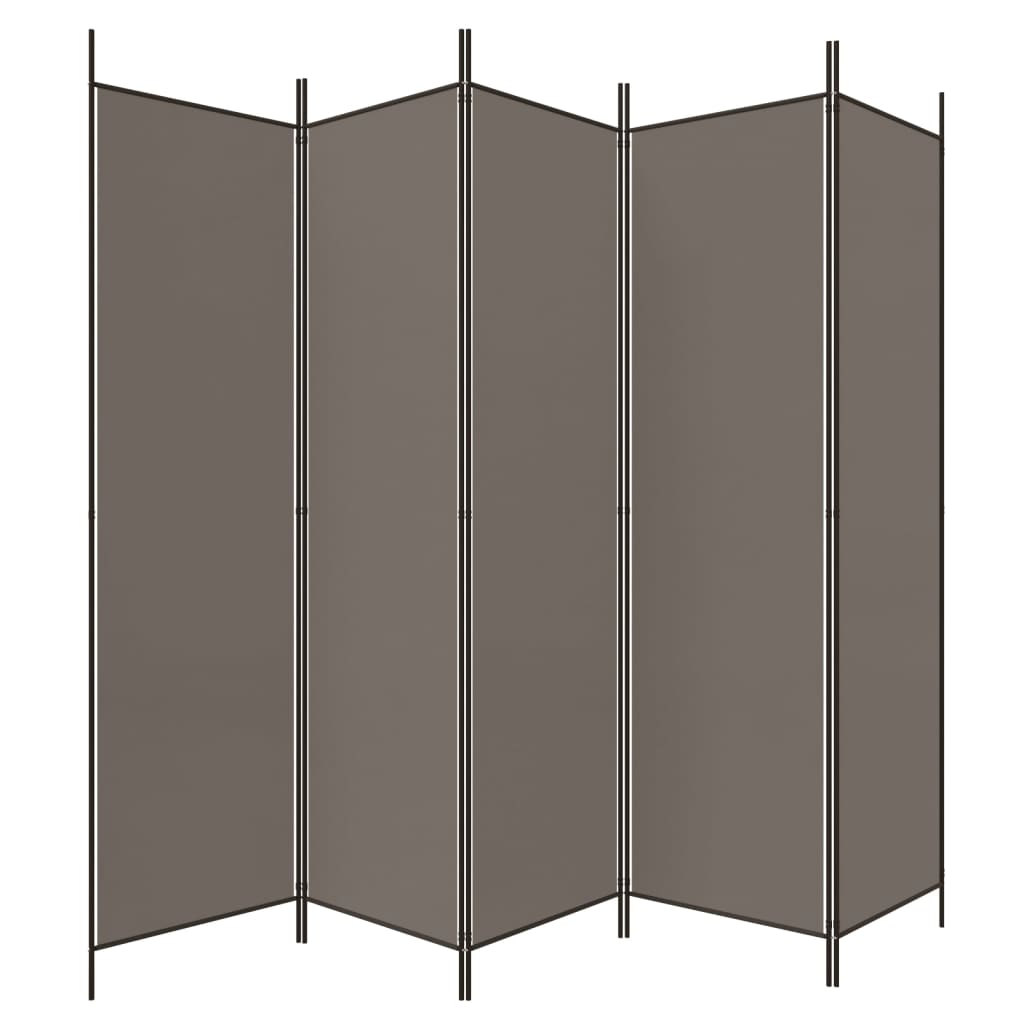 Cloison de séparation 5 panneaux Anthracite 250x200 cm Tissu Séparateurs de pièces vidaXL   