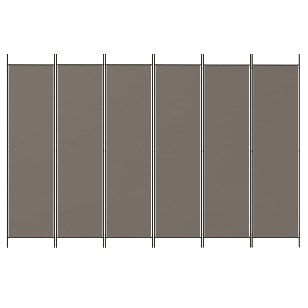 Cloison de séparation 6 panneaux Anthracite 300x200 cm Tissu Séparateurs de pièces vidaXL   