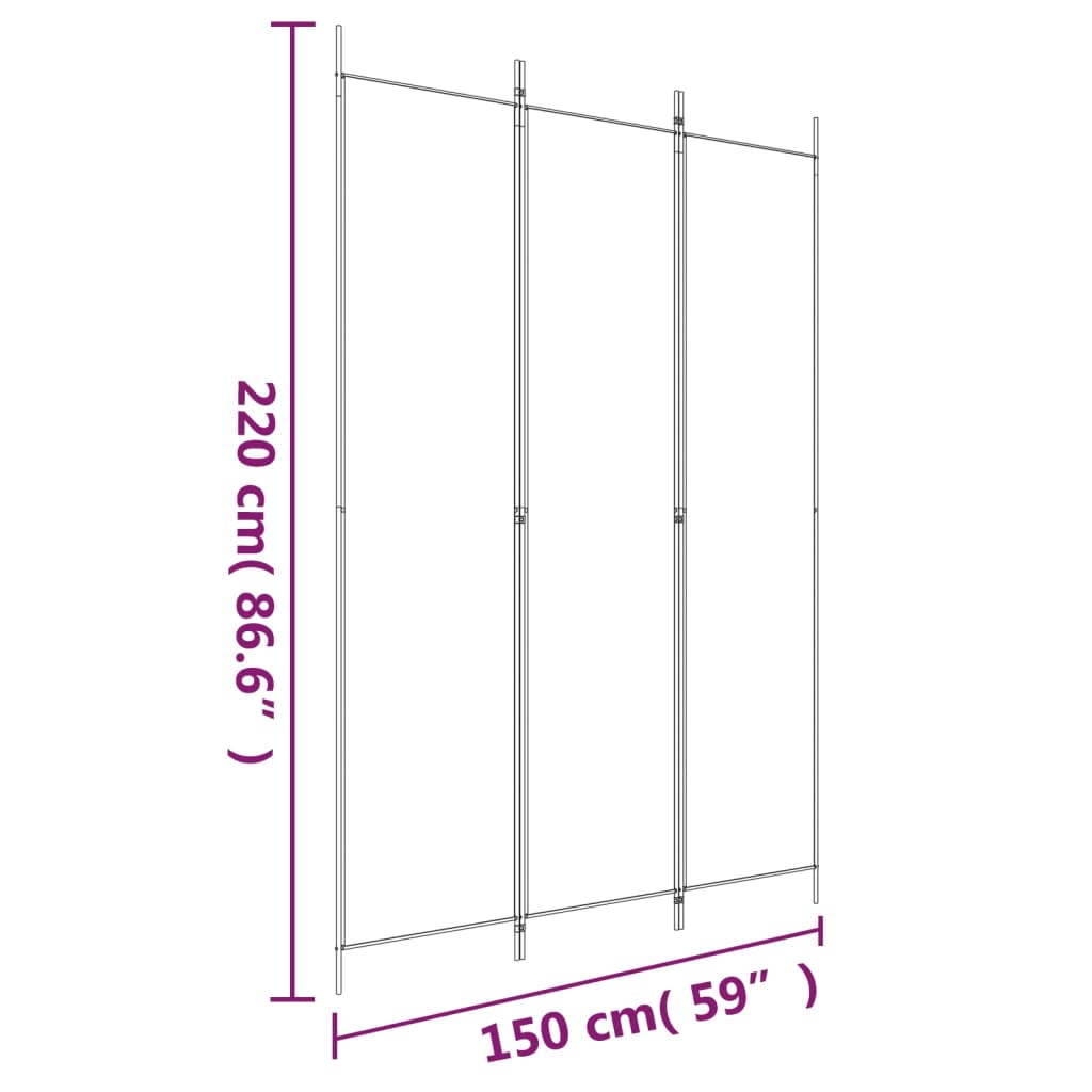 Cloison de séparation 3 panneaux Anthracite 150x220 cm Tissu Séparateurs de pièces vidaXL