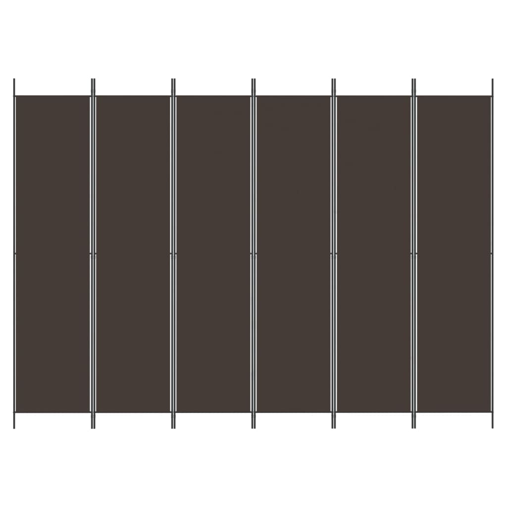 Cloison de séparation 6 panneaux Marron 300x220 cm Tissu Séparateurs de pièces vidaXL