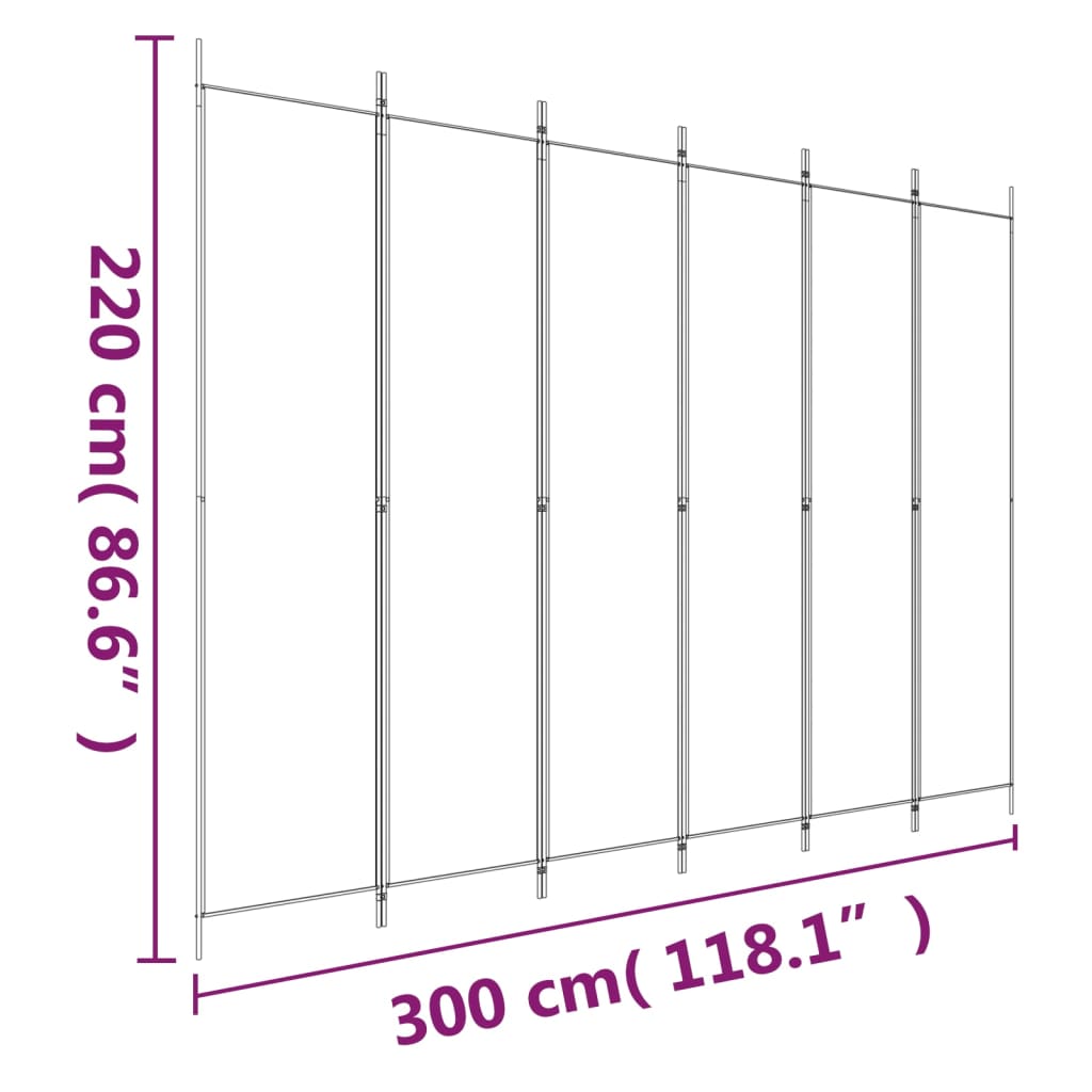 Cloison de séparation 6 panneaux Marron 300x220 cm Tissu Séparateurs de pièces vidaXL