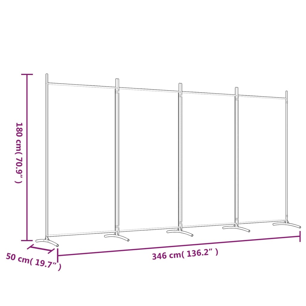 Cloison de séparation 4 panneaux Marron 346x180 cm Tissu Séparateurs de pièces vidaXL   