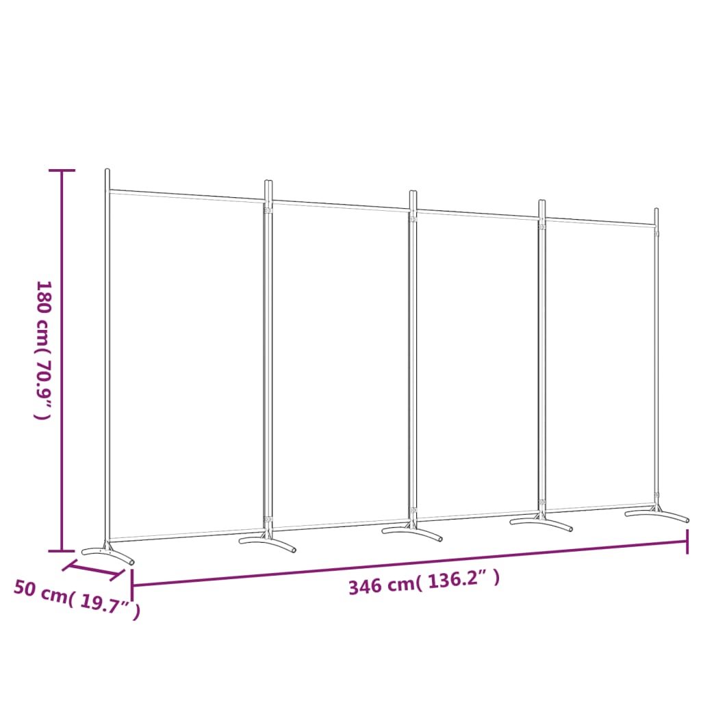 Cloison de séparation 4 panneaux Anthracite 346x180 cm Tissu Séparateurs de pièces vidaXL   