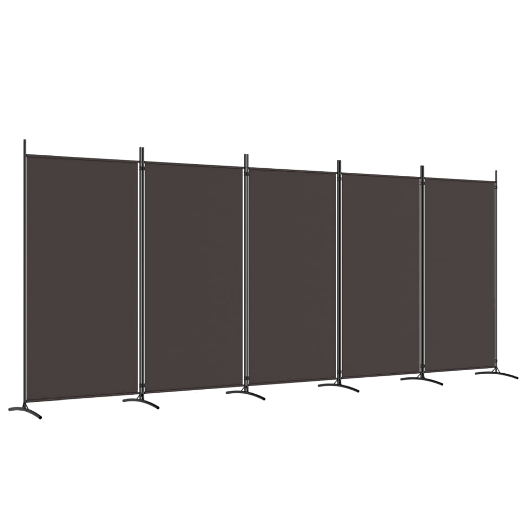 Cloison de séparation 5 panneaux Marron 433x180 cm Tissu Séparateurs de pièces vidaXL   