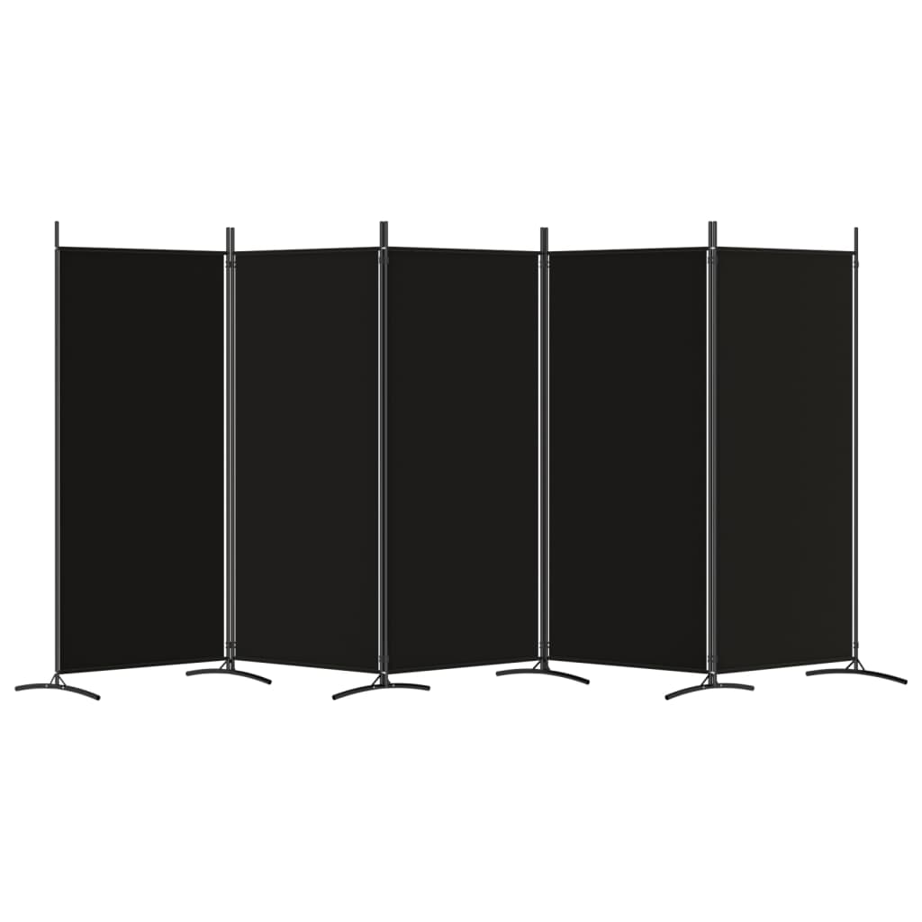 Cloison de séparation 5 panneaux Noir 433x180 cm Tissu Séparateurs de pièces vidaXL   