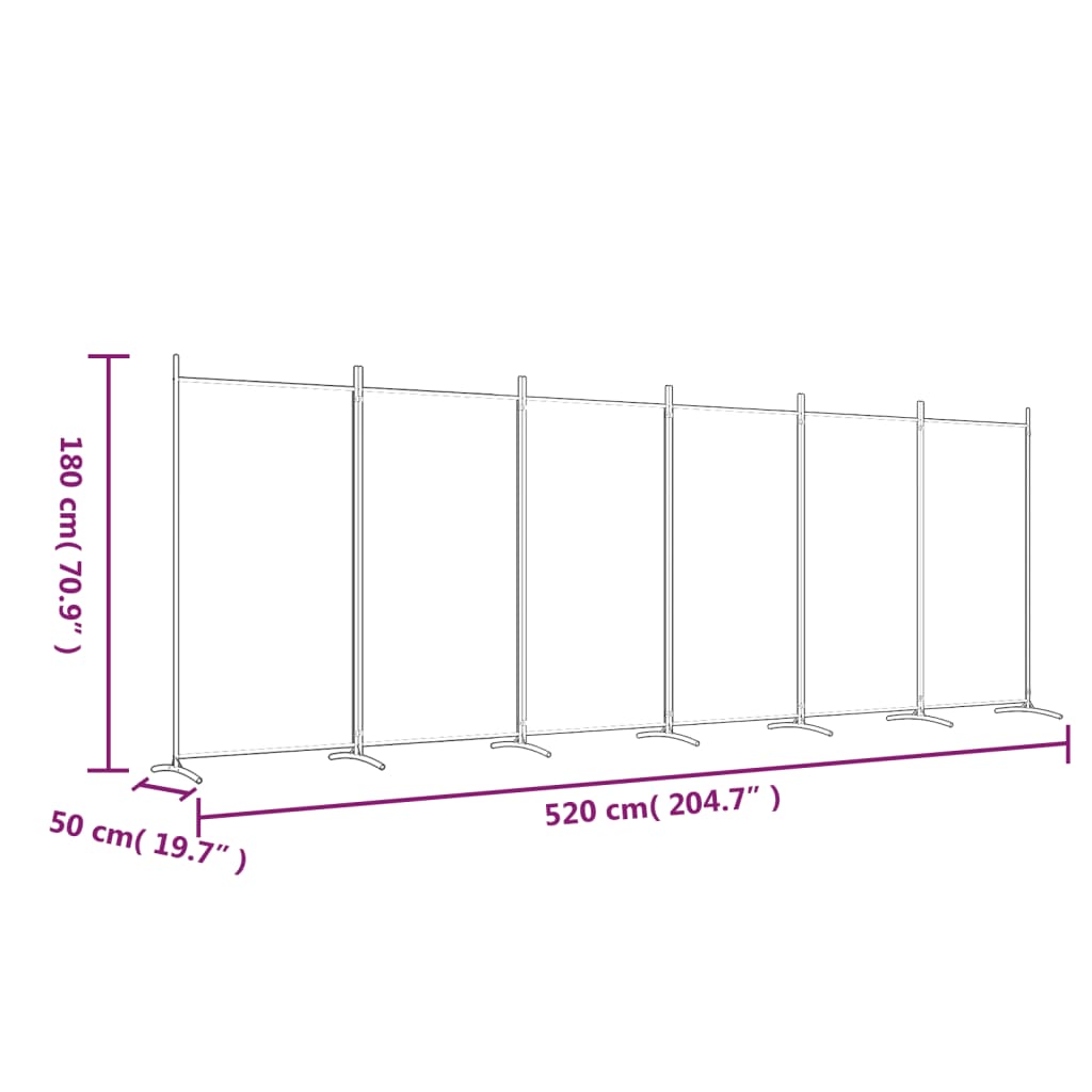 Cloison de séparation 6 panneaux Anthracite 520x180 cm Tissu Séparateurs de pièces vidaXL