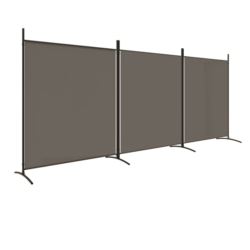 Cloison de séparation 3 panneaux Anthracite 525x180 cm Tissu Séparateurs de pièces vidaXL   