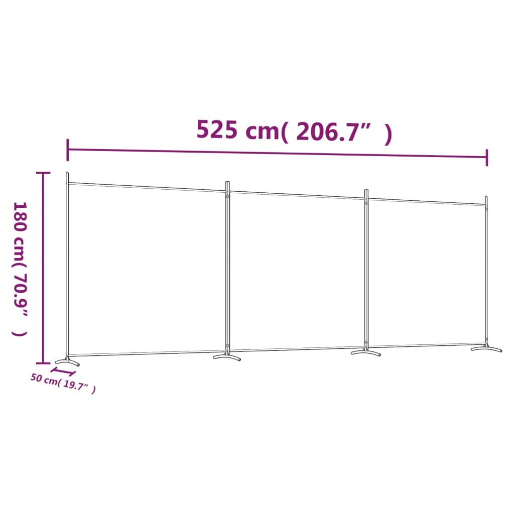 Cloison de séparation 3 panneaux Anthracite 525x180 cm Tissu Séparateurs de pièces vidaXL   