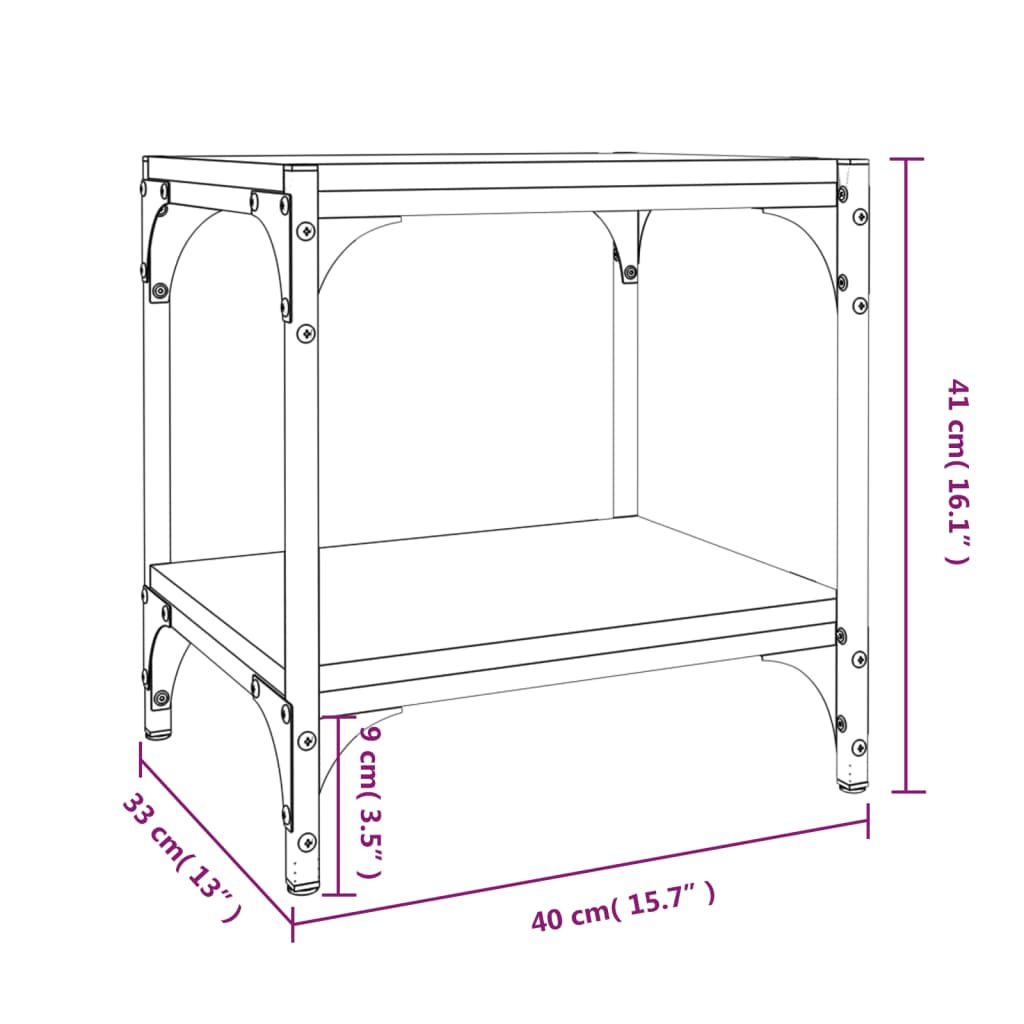 Meuble TV Chêne marron 40x33x41 cm Bois d'ingénierie et acier Meubles TV vidaXL   