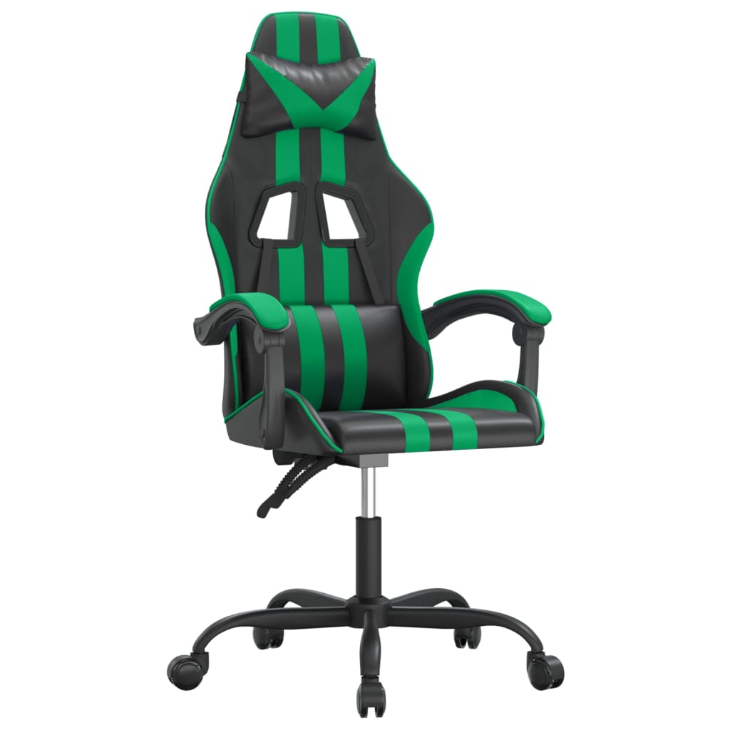 Chaise de jeu pivotante Noir et vert Similicuir Chaises de jeux vidaXL   