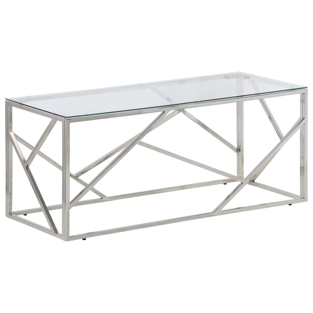 Table basse argenté acier inoxydable et verre trempé Tables basses vidaXL   