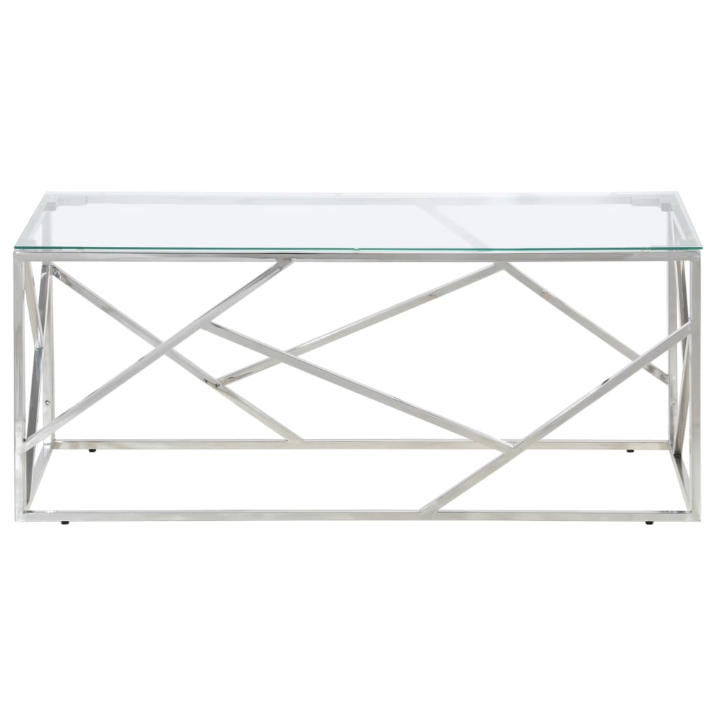 Table basse argenté acier inoxydable et verre trempé Tables basses vidaXL   