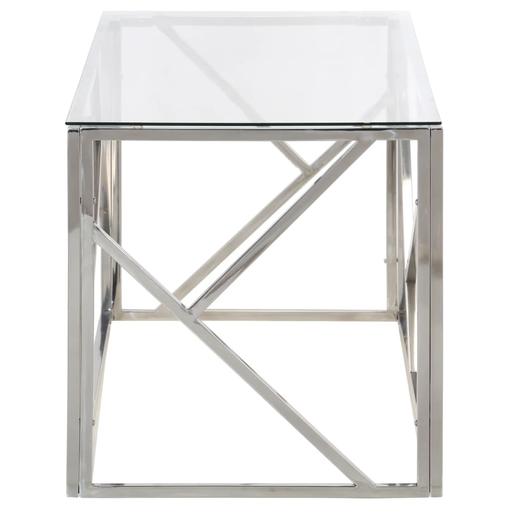 Table basse argenté acier inoxydable et verre trempé Tables basses vidaXL   