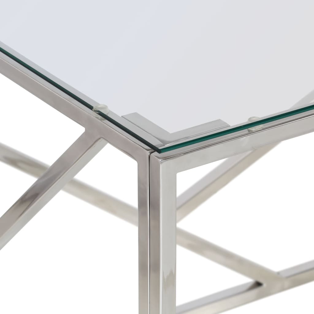 Table basse argenté acier inoxydable et verre trempé Tables basses vidaXL   