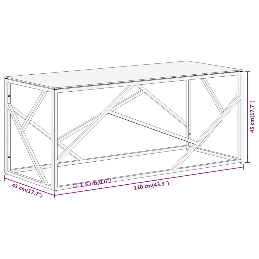 Table basse argenté acier inoxydable et verre trempé Tables basses vidaXL   