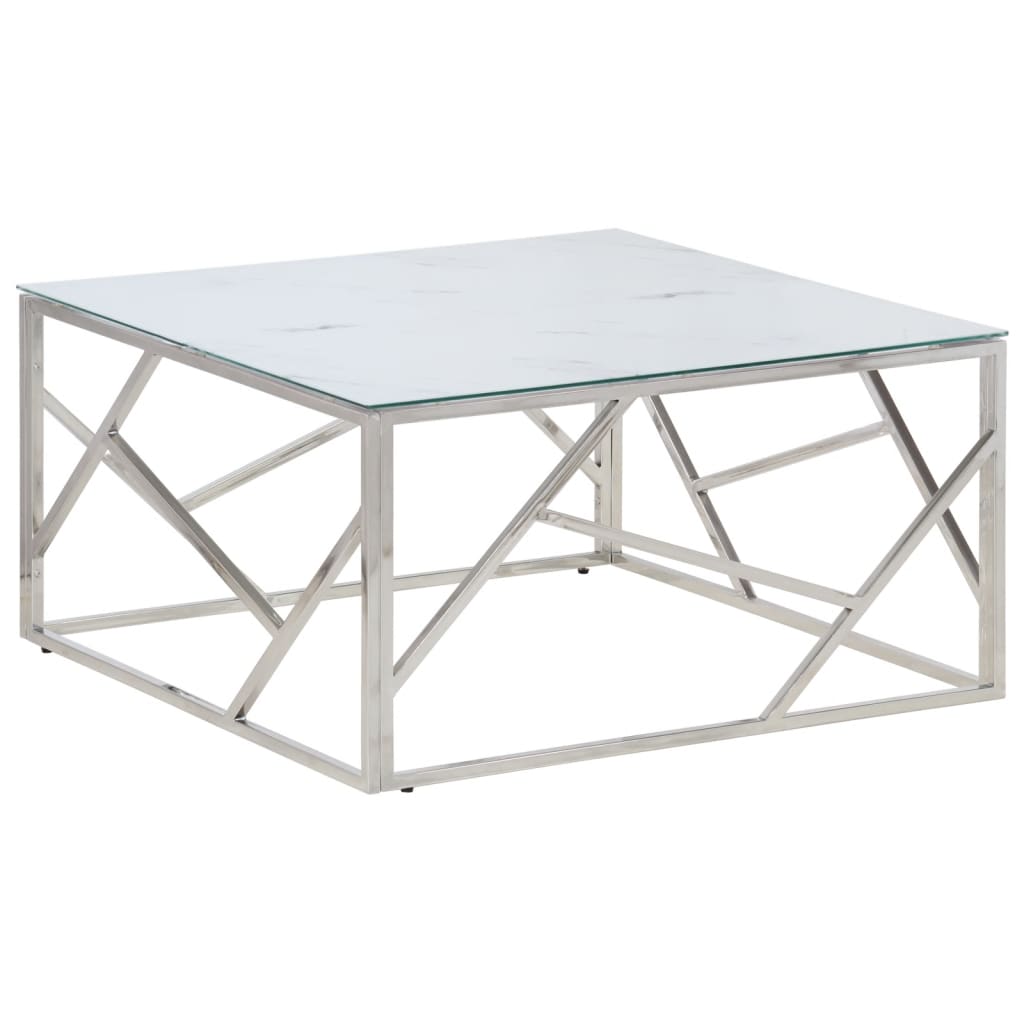 Table basse argenté acier inoxydable et verre trempé Tables basses vidaXL   