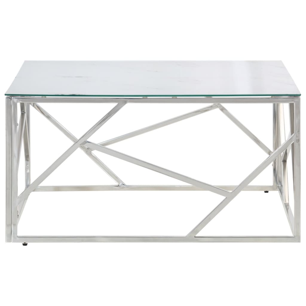 Table basse argenté acier inoxydable et verre trempé Tables basses vidaXL   