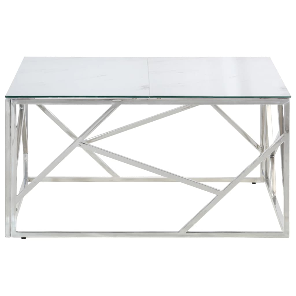 Table basse argenté acier inoxydable et verre trempé Tables basses vidaXL   