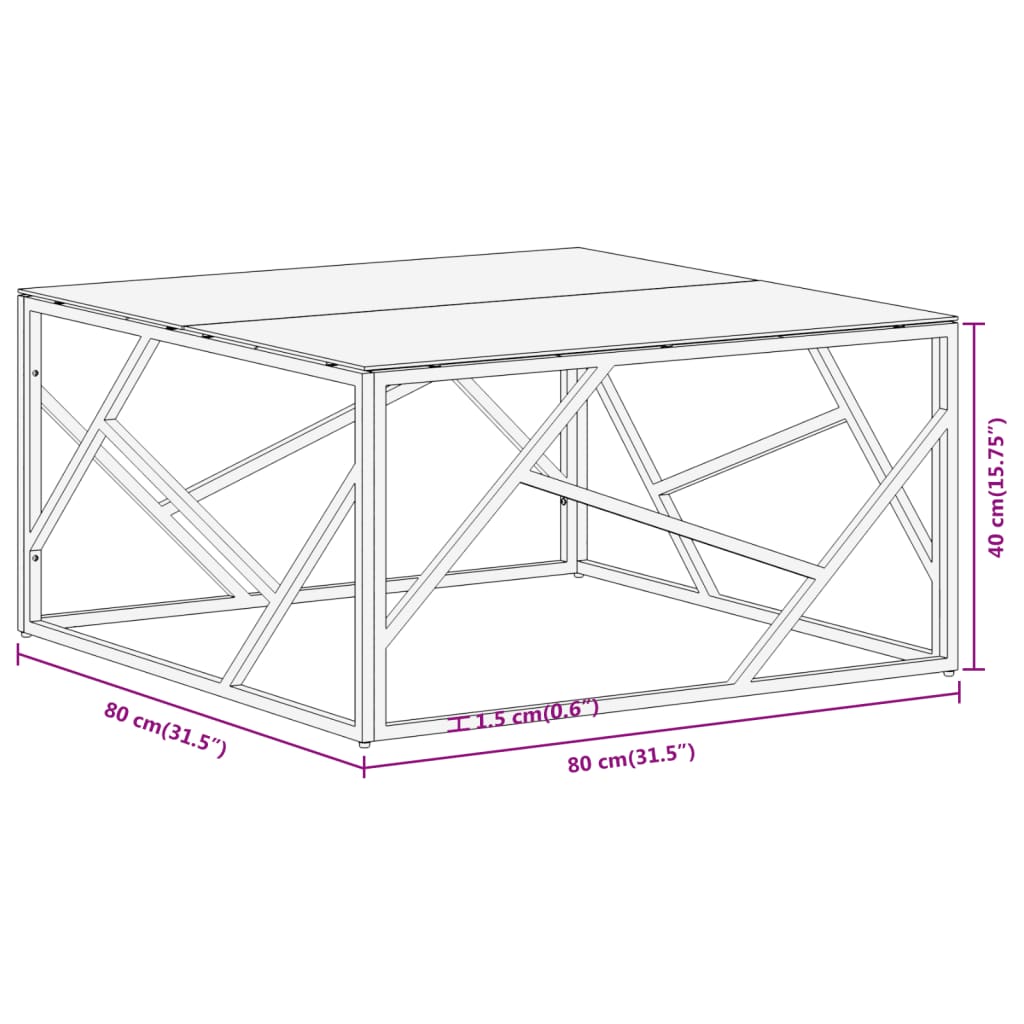 Table basse argenté acier inoxydable et verre trempé Tables basses vidaXL   