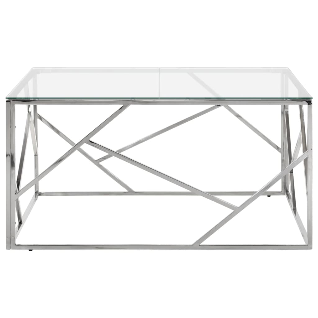 Table basse argenté acier inoxydable et verre trempé Tables basses vidaXL   