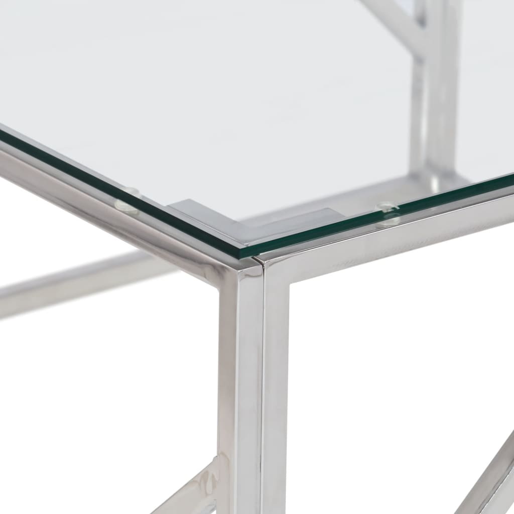 Table basse argenté acier inoxydable et verre trempé Tables basses vidaXL   