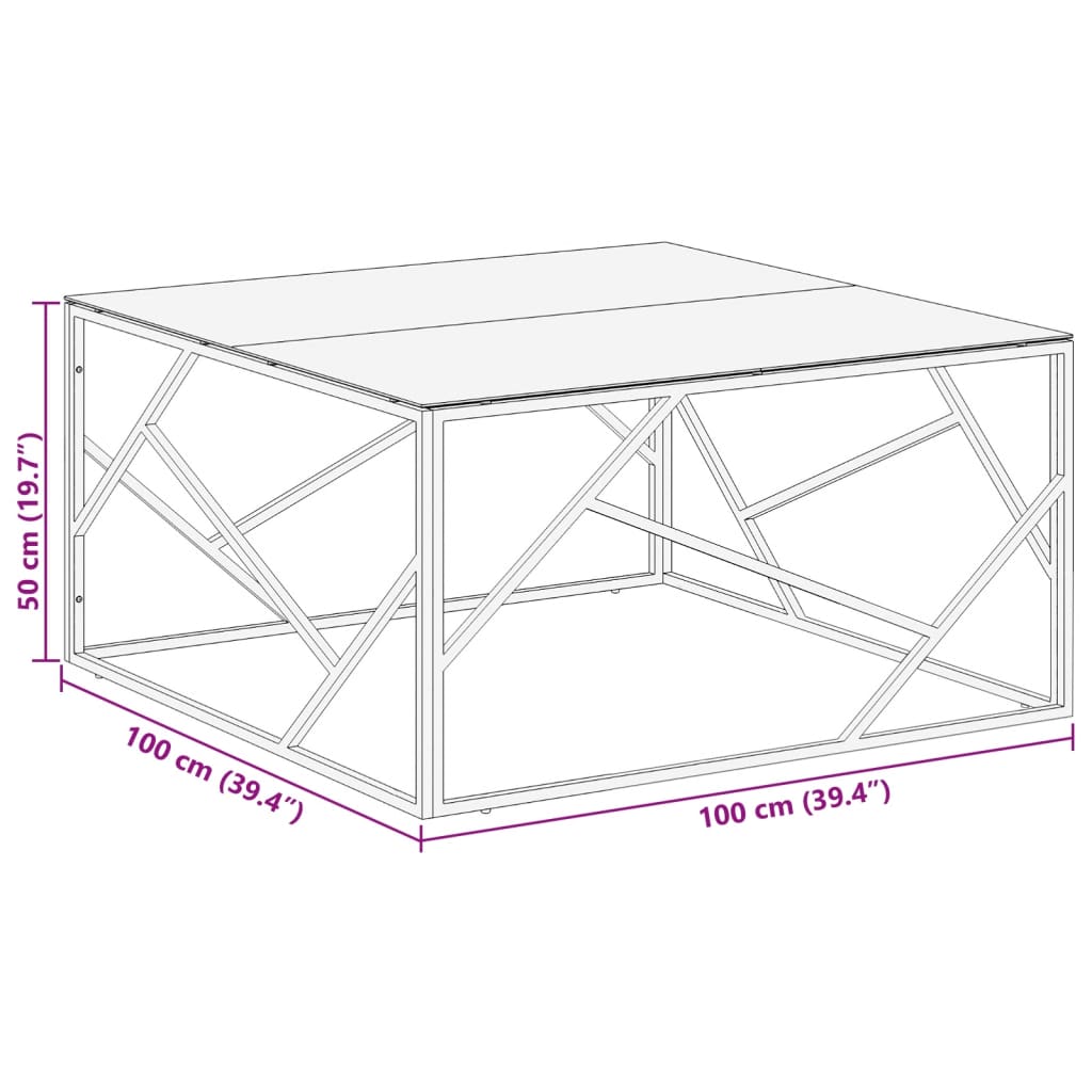 Table basse argenté acier inoxydable et verre trempé Tables basses vidaXL   