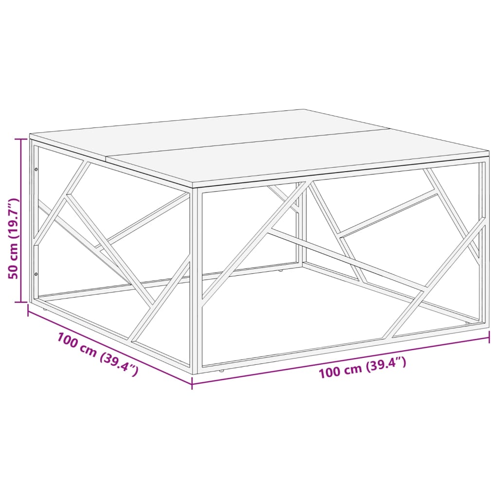 Table basse doré acier inoxydable et bois de mélèze massif Tables basses vidaXL   