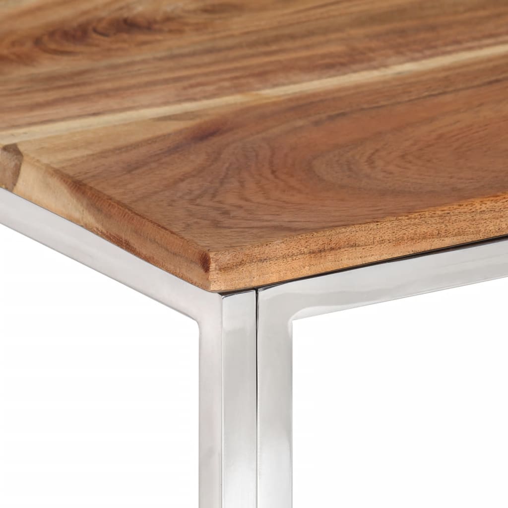 Table basse argenté acier inoxydable et bois massif d'acacia Tables basses vidaXL   