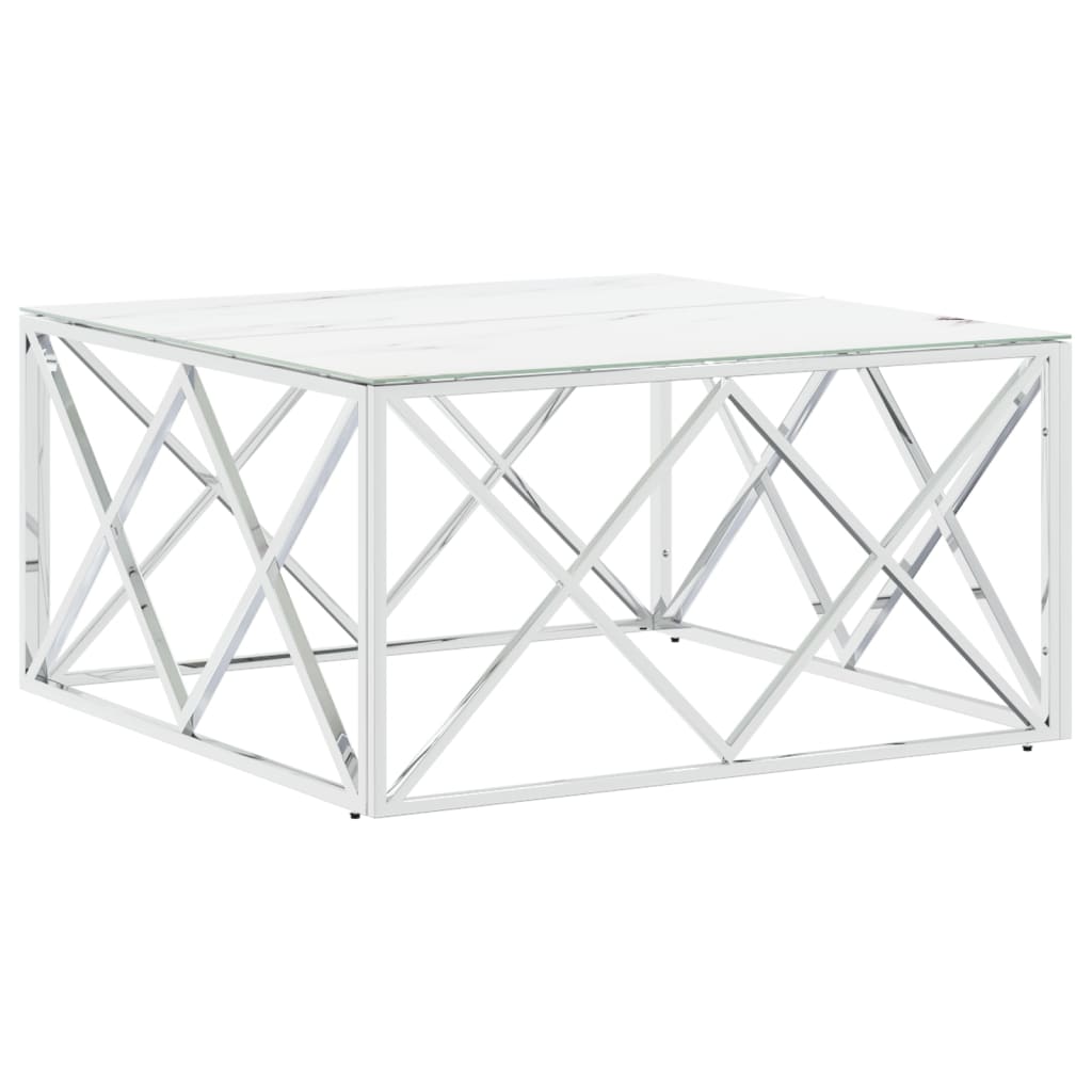 Table basse argenté 80x80x40 cm acier inoxydable et verre Tables basses vidaXL   