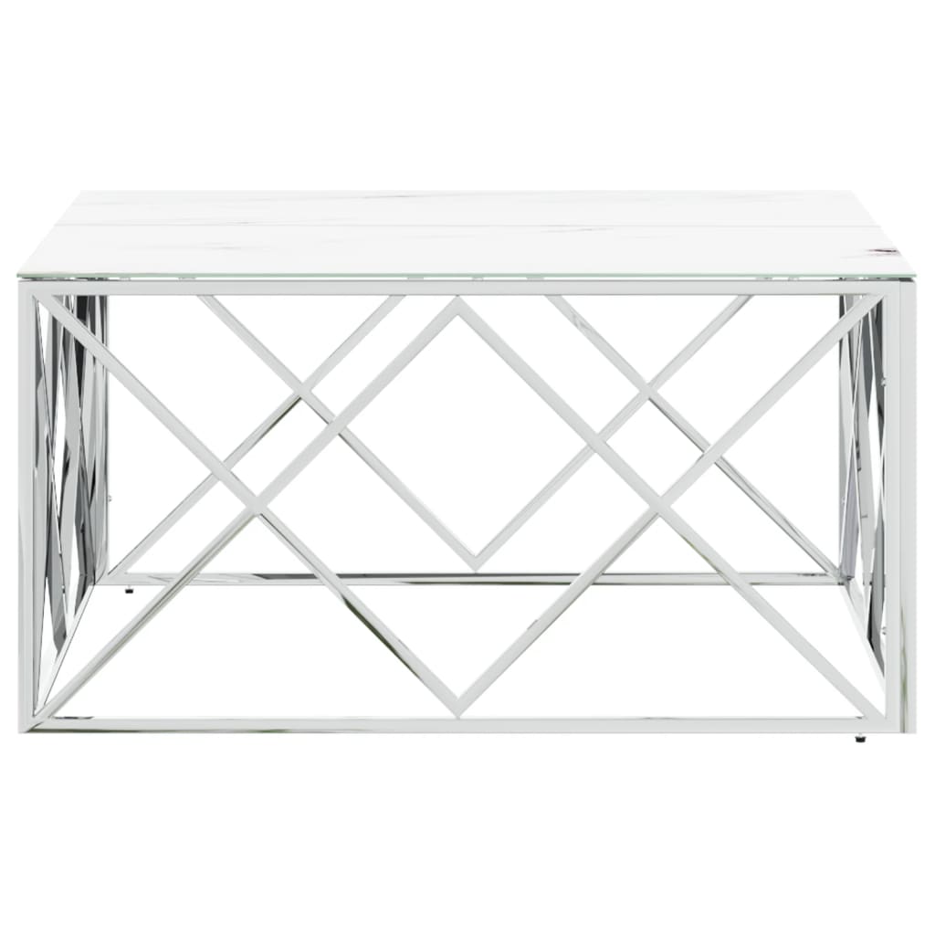 Table basse argenté 80x80x40 cm acier inoxydable et verre Tables basses vidaXL   