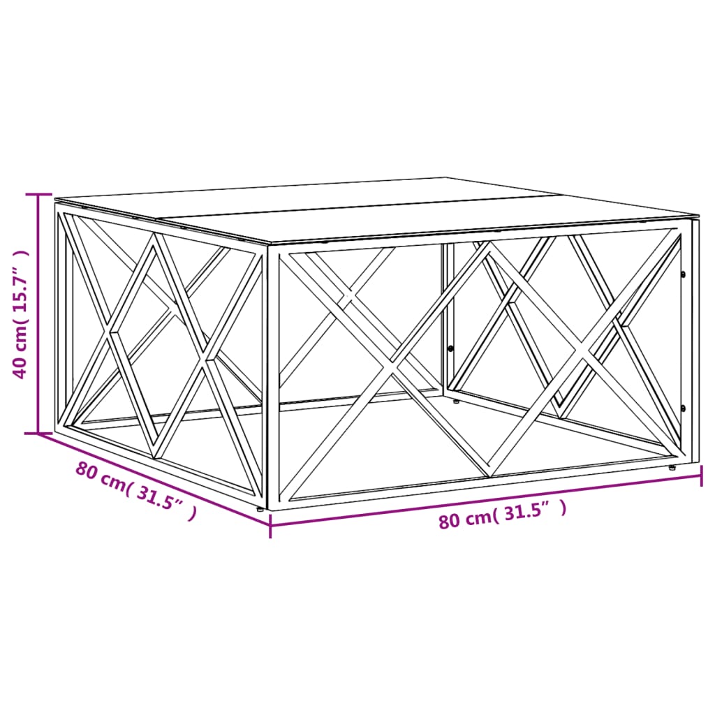 Table basse argenté 80x80x40 cm acier inoxydable et verre Tables basses vidaXL   