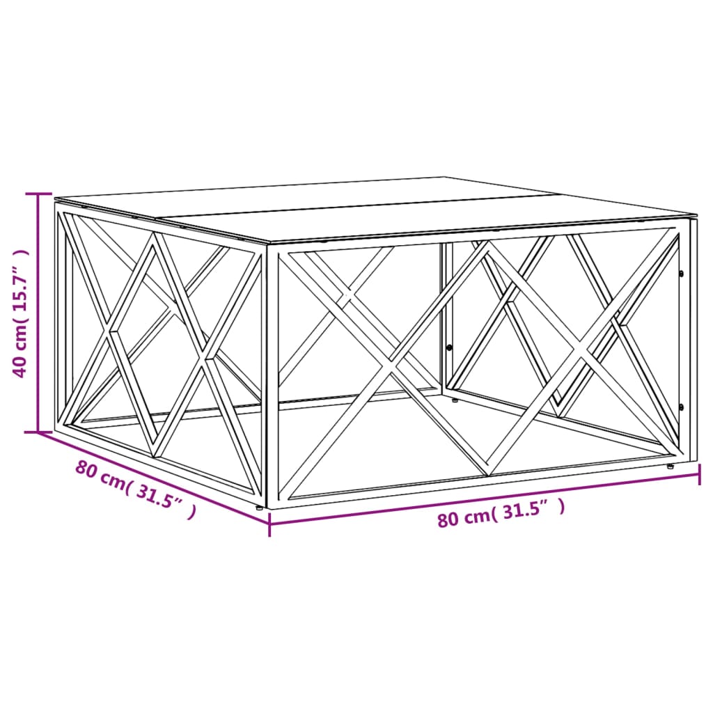 Table basse doré 80x80x40 cm acier inoxydable et verre Tables basses vidaXL   