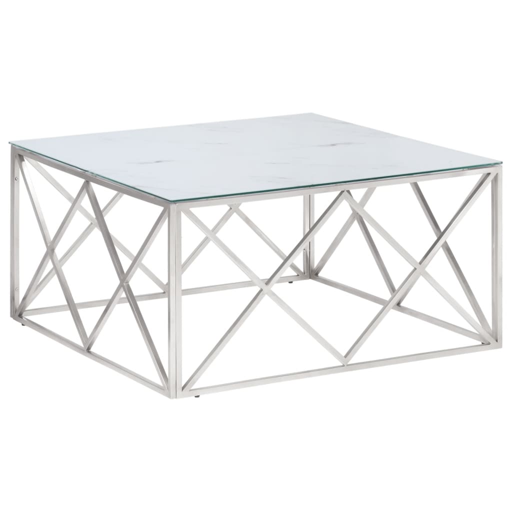 Table basse argenté acier inoxydable et verre trempé Tables basses vidaXL   