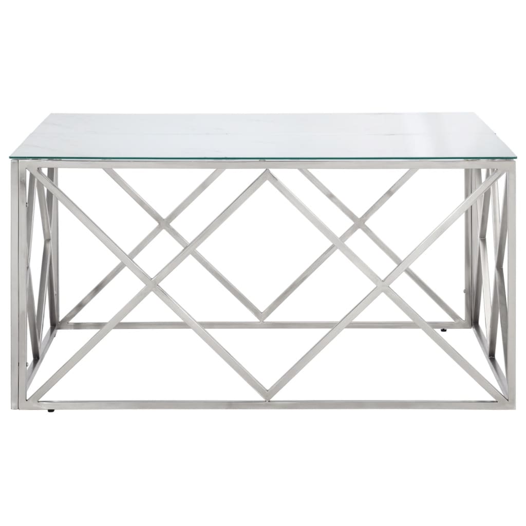 Table basse argenté acier inoxydable et verre trempé Tables basses vidaXL   