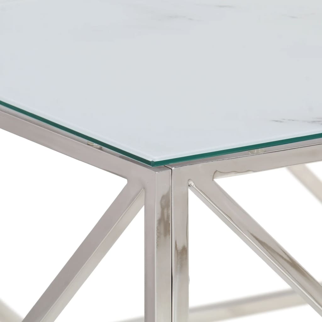 Table basse argenté acier inoxydable et verre trempé Tables basses vidaXL   