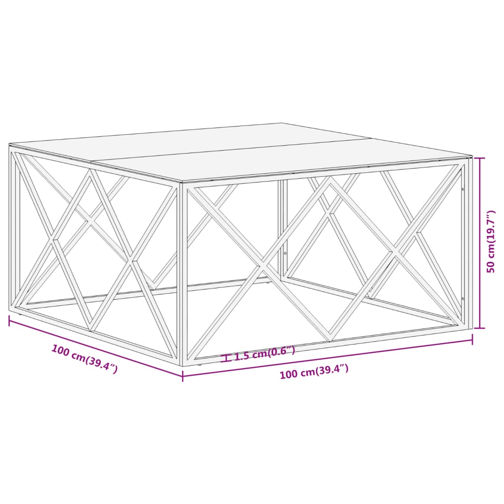 Table basse argenté acier inoxydable et verre trempé Tables basses vidaXL   