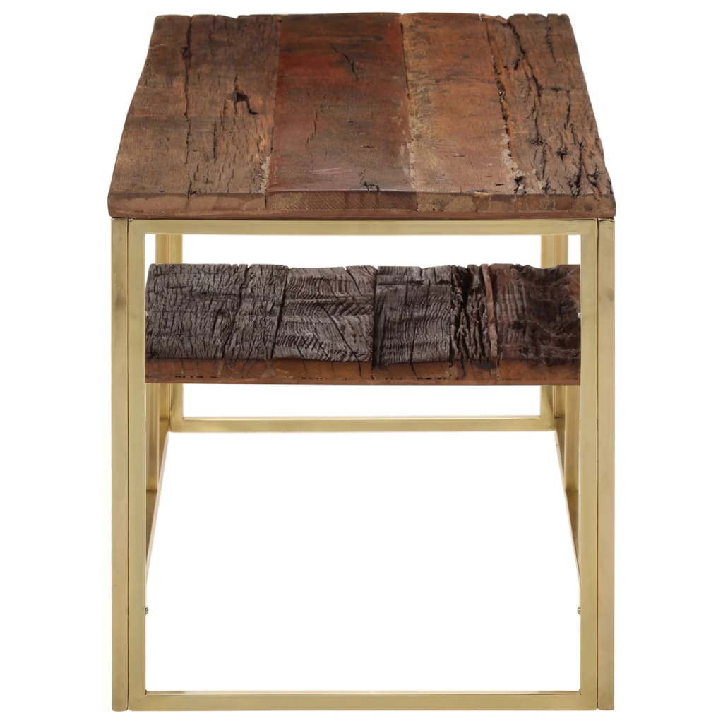 Table basse doré acier inoxydable et bois de mélèze massif Tables basses vidaXL   