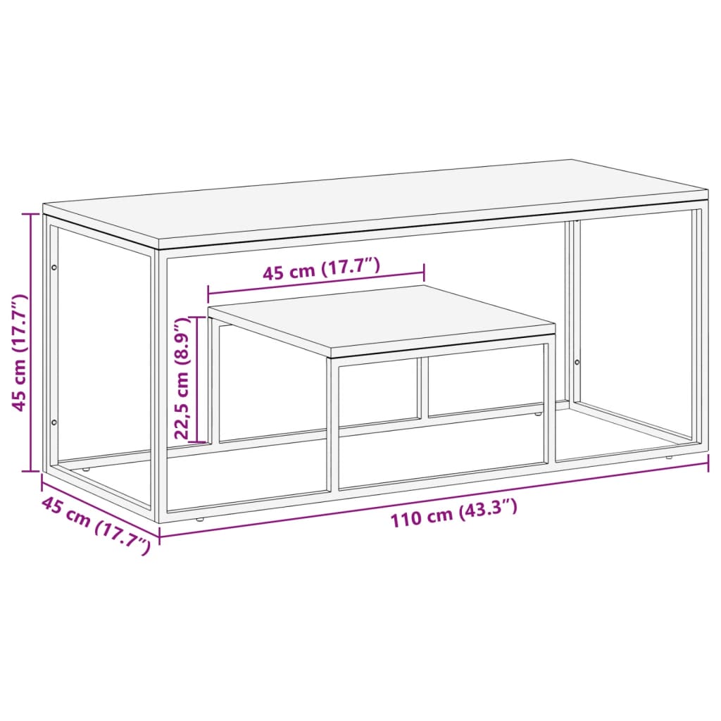 Table basse argenté acier inoxydable et bois massif d'acacia Tables basses vidaXL   