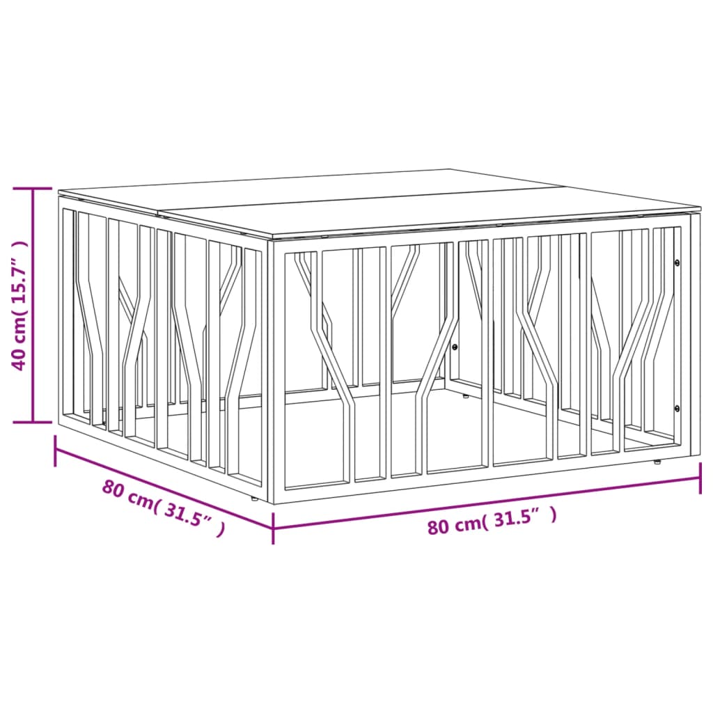 Table basse 80x80x40 cm acier inoxydable et verre Tables basses vidaXL   