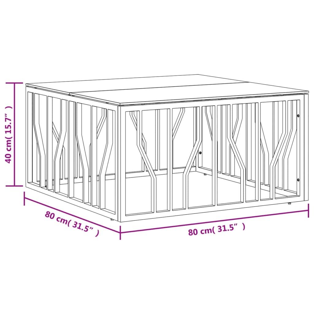 Table basse doré 80x80x40 cm acier inoxydable et verre Tables basses vidaXL   