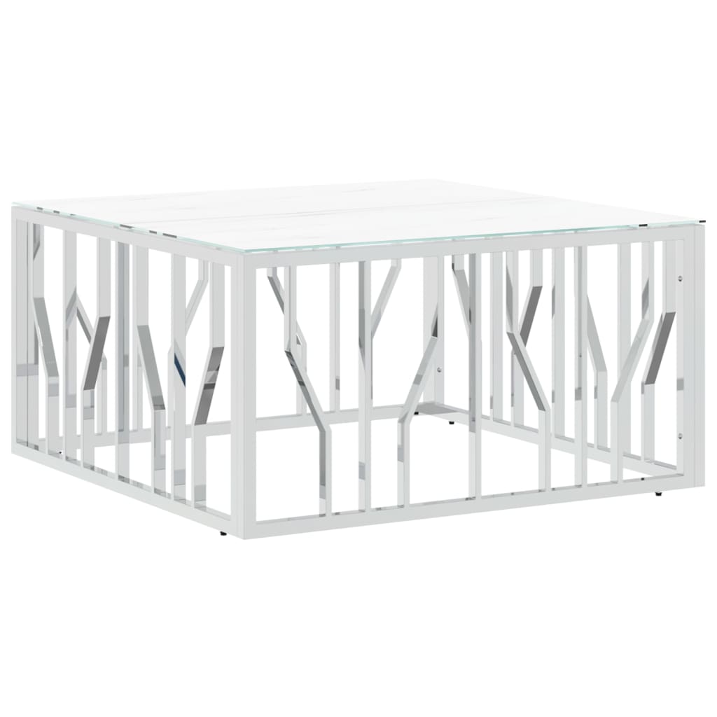 Table basse argenté 80x80x40 cm acier inoxydable et verre Tables basses vidaXL   