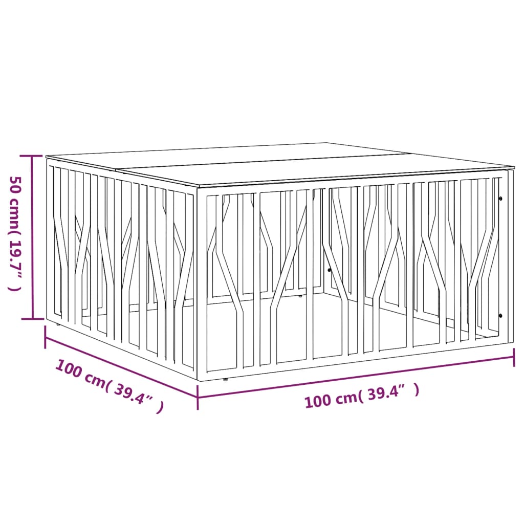 Table basse 100x100x50 cm acier inoxydable et verre Tables basses vidaXL   