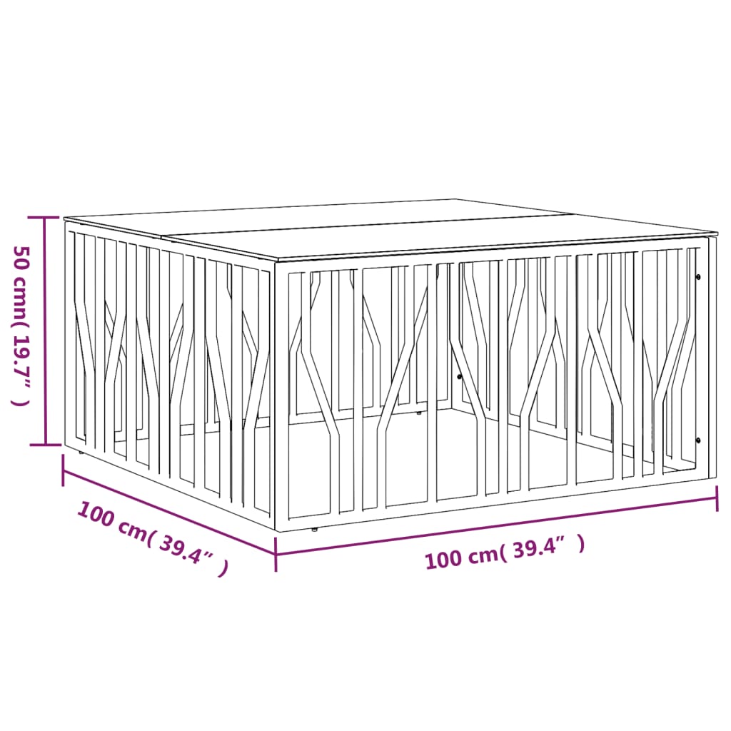 Table basse 100x100x50 cm acier inoxydable et verre Tables basses vidaXL   