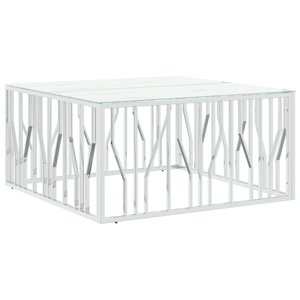 Table basse argenté 100x100x50 cm acier inoxydable et verre Tables basses vidaXL   