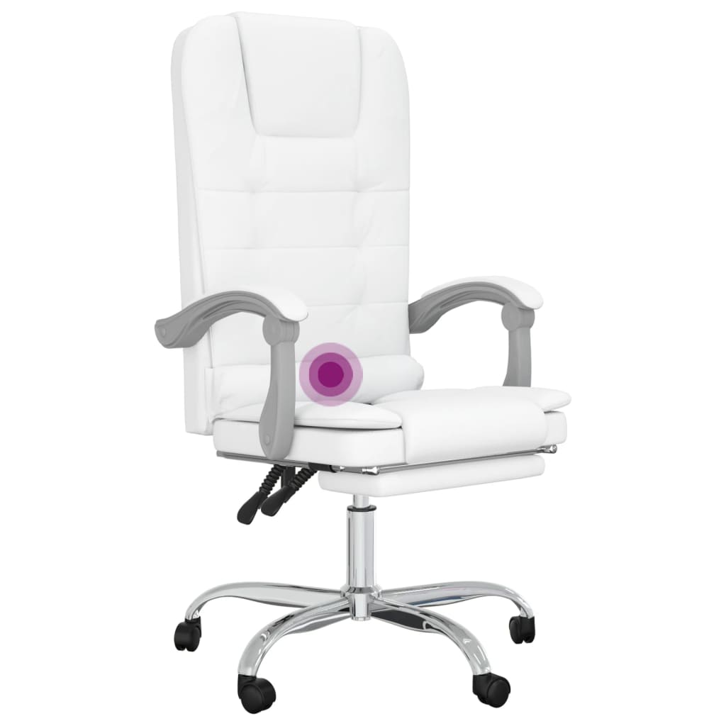 Fauteuil de massage inclinable de bureau Blanc Similicuir - Xios Store SNC